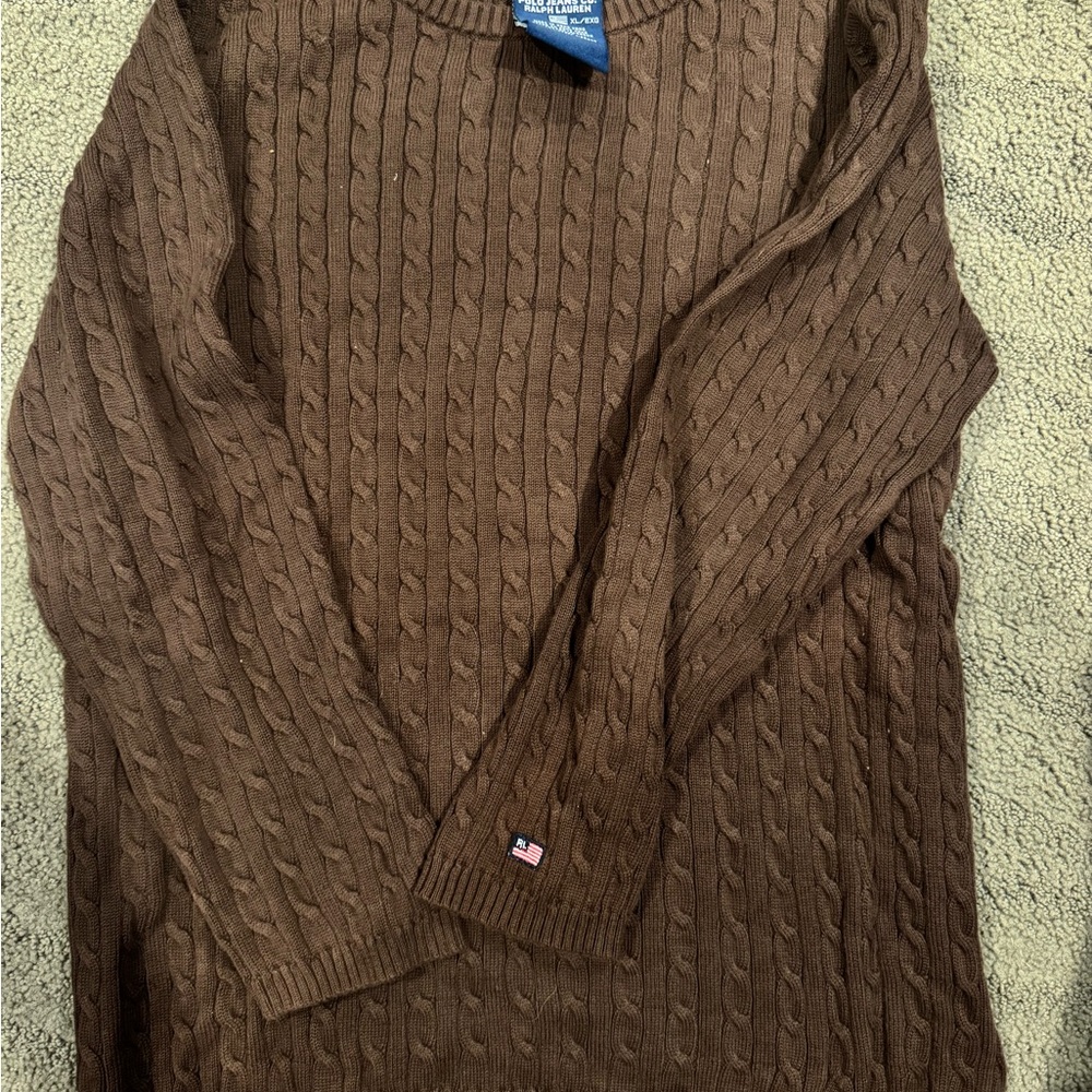 Women’s RL Brown Cable Knit Sweater